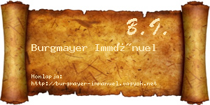 Burgmayer Immánuel névjegykártya